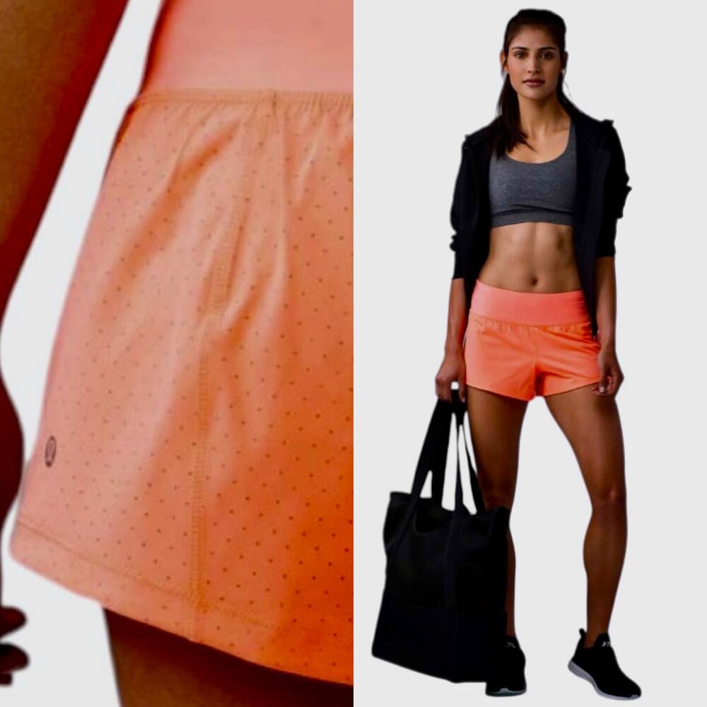 NEW Lululemon Final Lap Perforated Relaxed Fit Short (2.5") Pop Orange Size 8